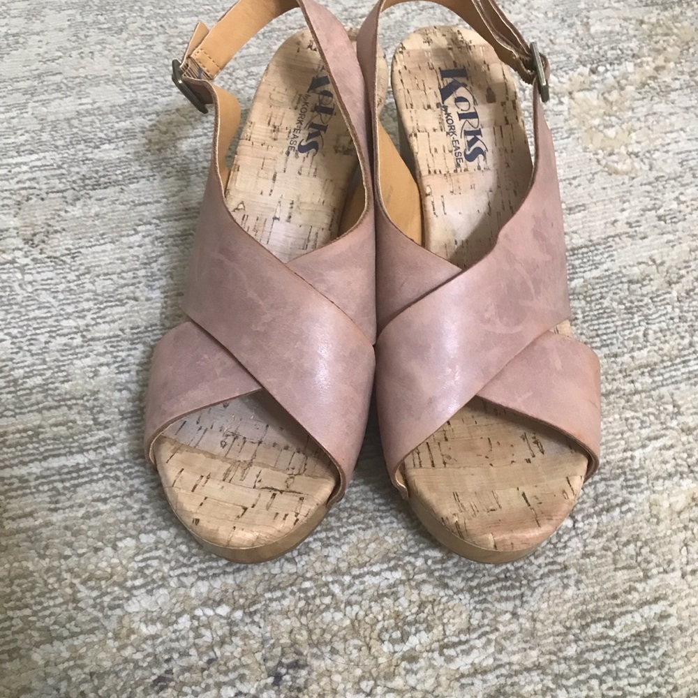 Kork-Ease Wooden High Heel Shoes Sandals Studded